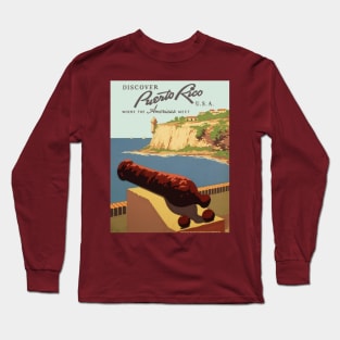Vintage Travel Poster, Discover Puerto Rico! Long Sleeve T-Shirt